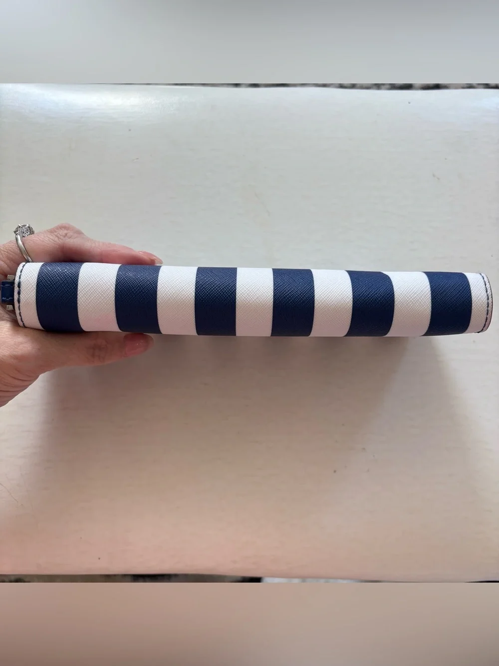 Michael Kors Navy & White Striped Long Zip Wallet EUC - Picture 6 of 11